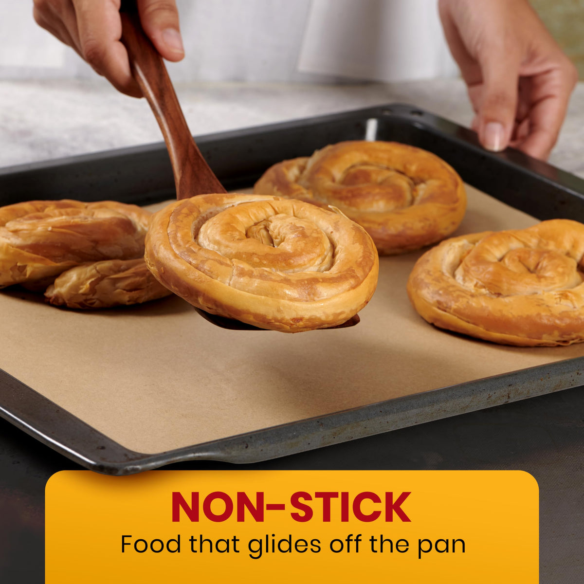 Baker's Signature parchment provides reliable food release and easier cleanup.