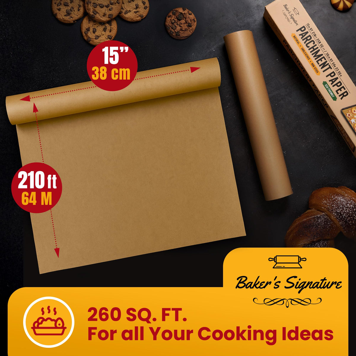 Baker's Signature greaseproof parchment keeps trays clean and foods releasing smoothly.