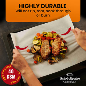 Baker's Signature greaseproof parchment keeps foods mess-free