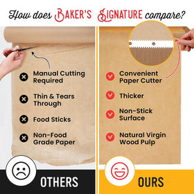 Baker's Signature natural unbleached parchment supports eco-friendly cooking with reliable release.