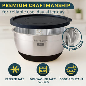 Baker's Signature bowls with non-slip silicone bases stay stable.