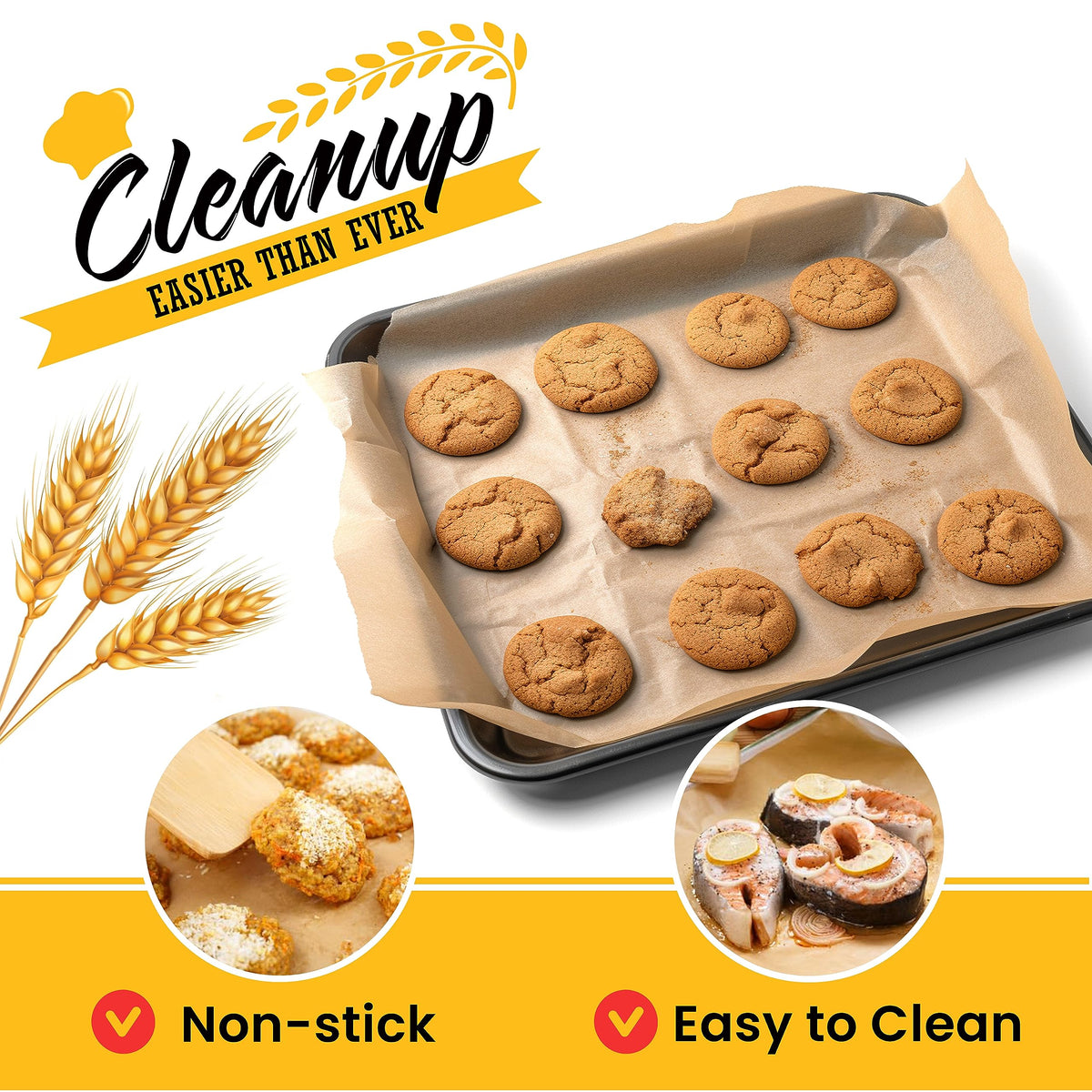 Baker's Signature non-stick brown parchment ideal for lining pans during baking.
