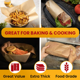 Baker's Signature parchment roll with cutter doubles as fresh wraps for meals.