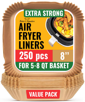 Baker's Signature precut air fryer liner 8-inch for quick cleanup after cooking