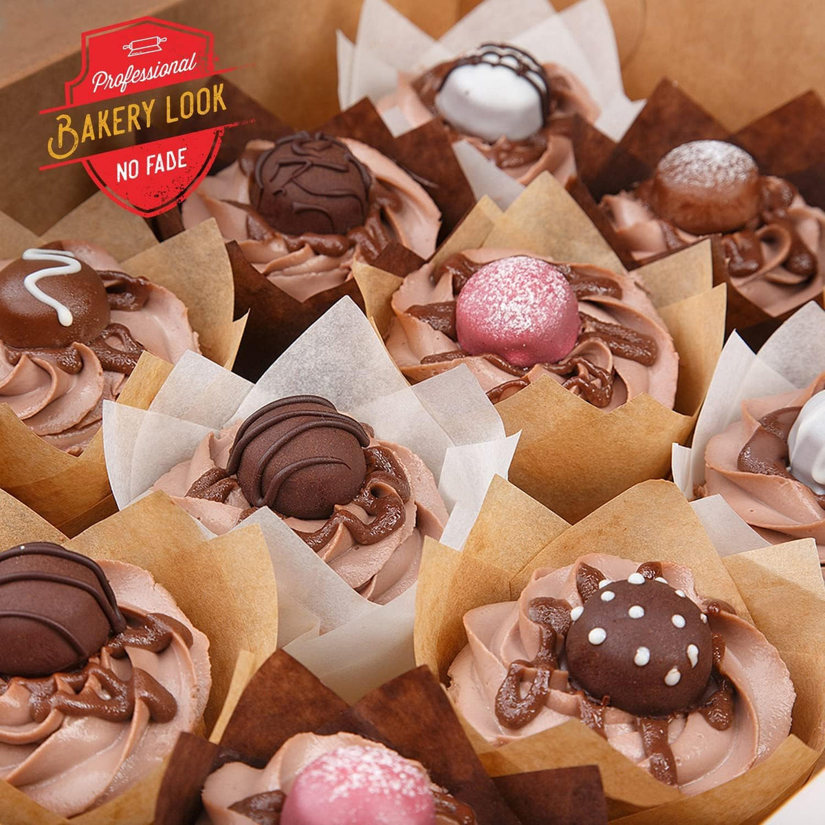 Baker's Signature greaseproof cups resist tearing for clean muffins