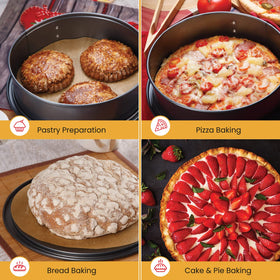Baker's Signature resealable packaging keeps parchment rounds organized.