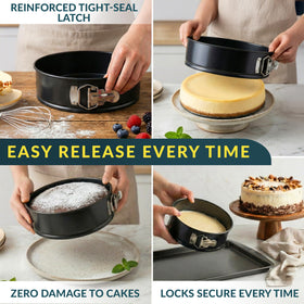 Baker's Signature nonstick coating enables easy release and cleanup