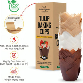 Cups fit standard muffin pans for convenient, uniform presentation
