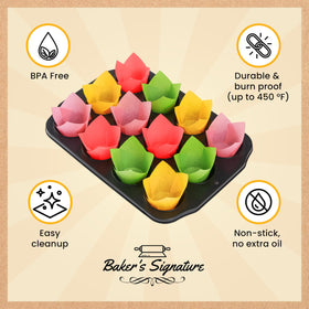 Baker's Signature Tulip liners tulip shape close-up for even browning