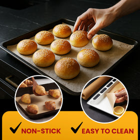 Baker's Signature unbleached parchment from natural wood pulp.