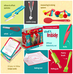 Baketivity cookie scoop and spatulas ideal for measuring and decorating with confidence.