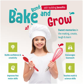 Baketivity measuring cups help kids practice precise measuring during fun recipes.