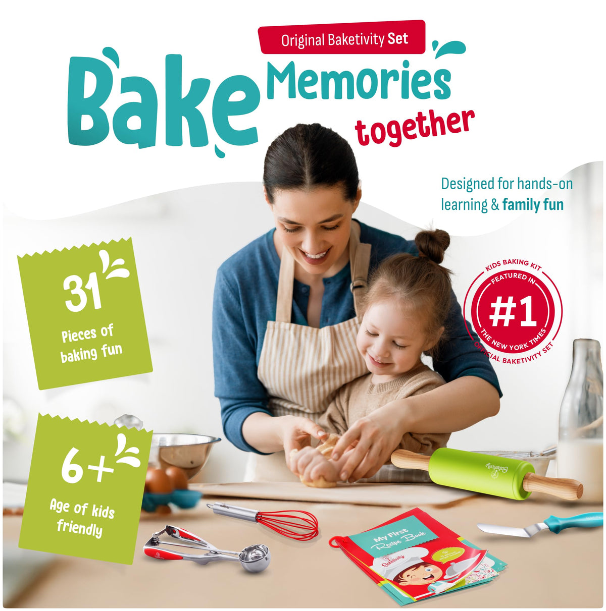 Baketivity kids baking tools set whisk demonstrates real-world mixing for young chefs.