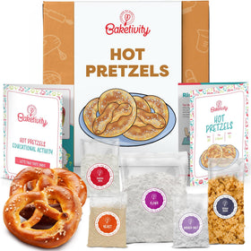 Baketivity pretzel making kit box opens for family-friendly baking fun.