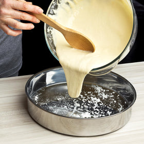 Bakeway rolled-edge handle emphasizes comfortable grip during use