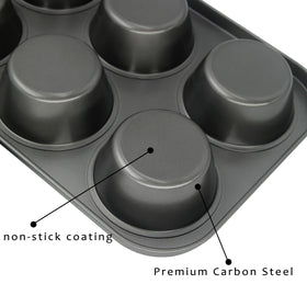Bakexcel jumbo muffin pan in oven demonstrates even baking and reliable heat transfer.