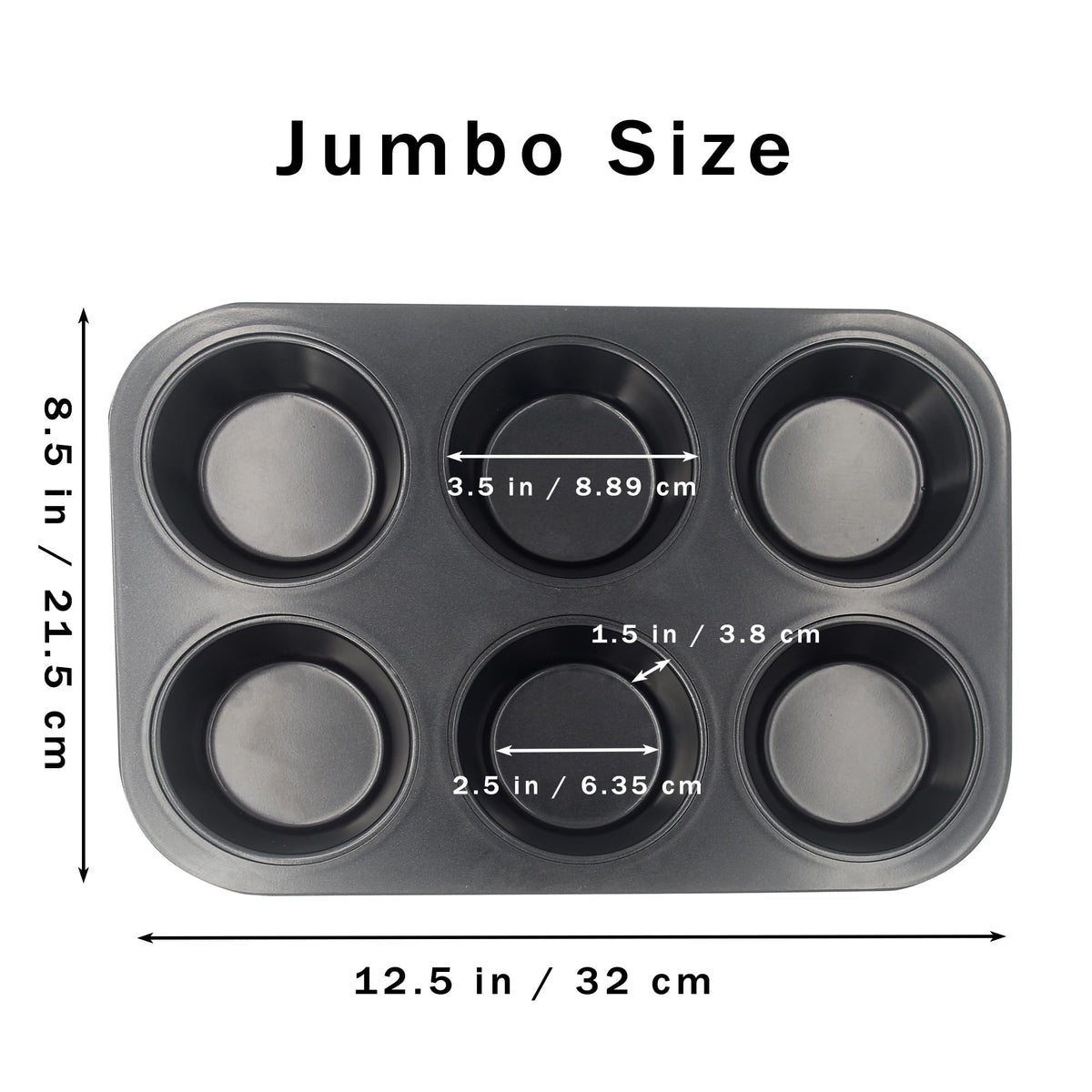 Bakexcel jumbo muffin pan nonstick coating ensures easy release and quick cleanup.