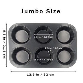 Bakexcel jumbo muffin pan nonstick coating ensures easy release and quick cleanup.