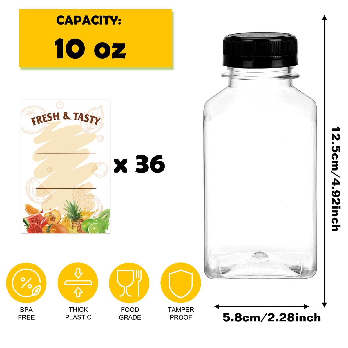BAKHUK 36-pack clear bottles ideal for bulk prep and easy organization