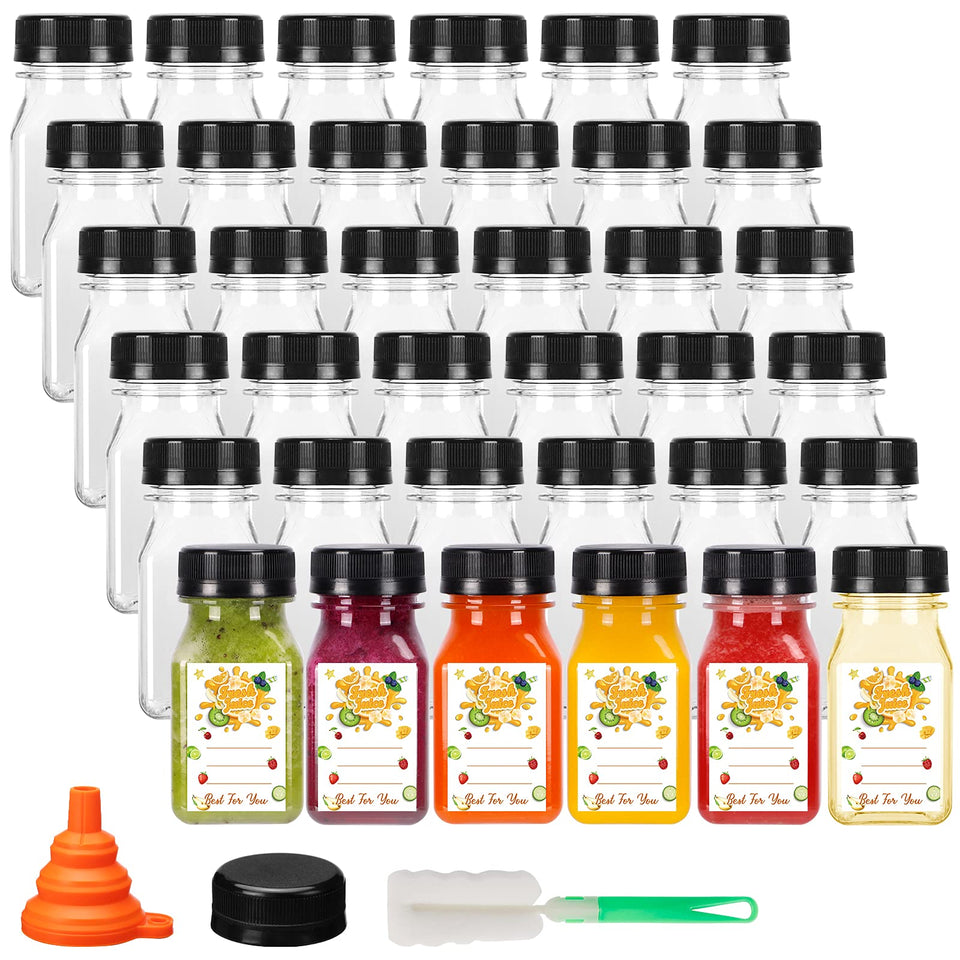 BAKHUK 36-pack 4oz bottles with caps in clear plastic for easy beverage samples.