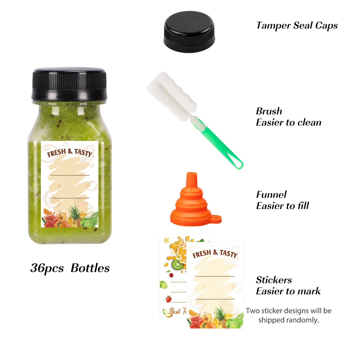 BAKHUK bottles show contents clearly and can be labeled for easy distinctions.