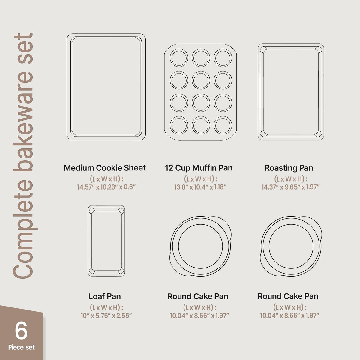 Bakken baking set 12-cup muffin pan for uniform muffins and easy release