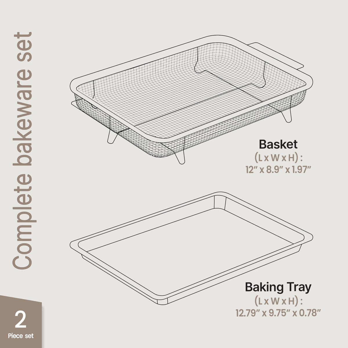 Bakken Swiss crisper basket with elevated mesh delivers even browning and airflow.