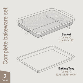 Bakken Swiss crisper basket with elevated mesh delivers even browning and airflow.