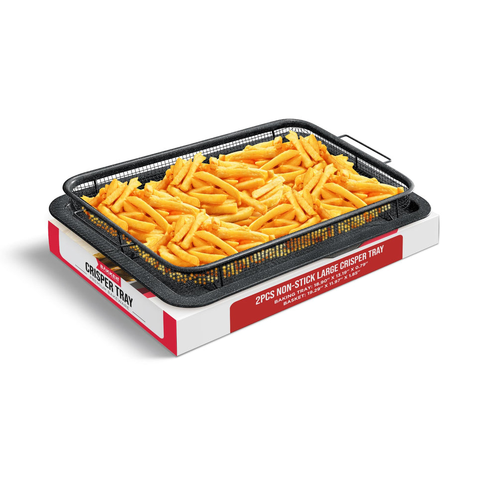 Bakken-Swiss Crisper Tray gray marble exterior for durable non-stick cooking.
