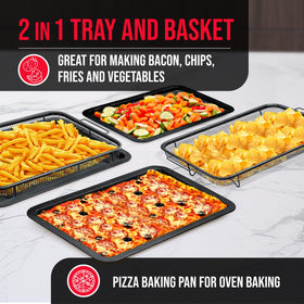 Bakken-Swiss Crisper Tray fits regular ovens up to 450°F for flexible recipes.