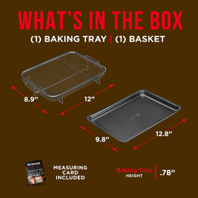 Bakken Swiss extra-large tray 12.79x9.75 inches supports family meals with even heat.