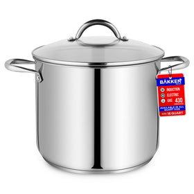Bakken-Swiss 16qt stockpot handle closeup for easy lifting