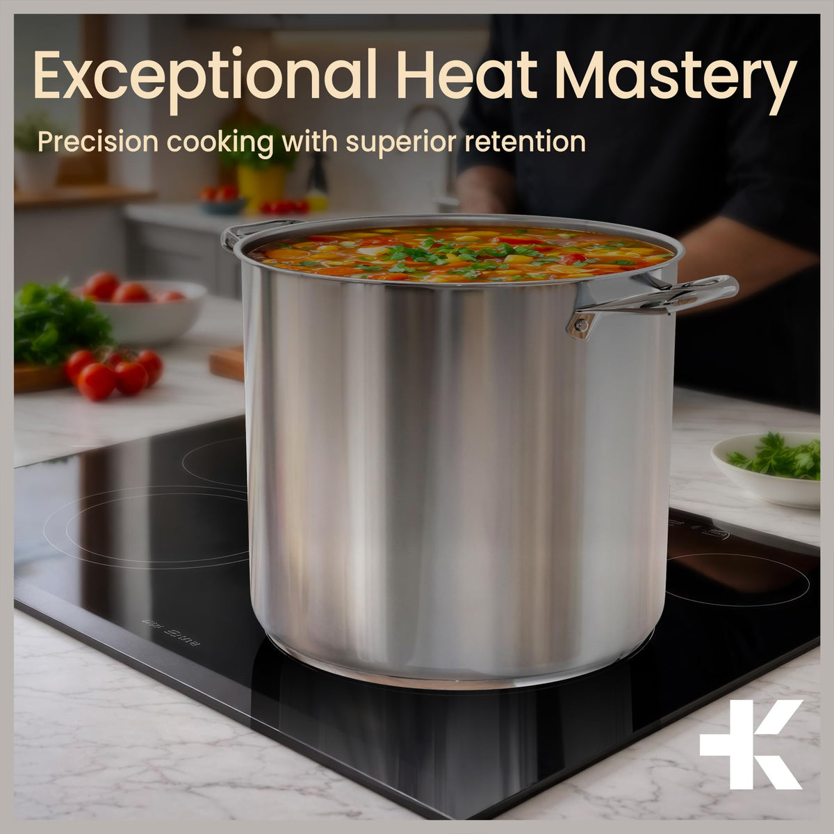 Bakken-Swiss compact 16qt stockpot supports daily use and storage