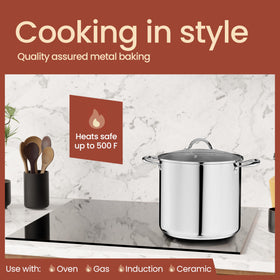 Bakken-Swiss stockpot impact-bonded base delivers even heat distribution