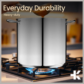 Bakken-Swiss induction-compatible stockpot works on multiple cooktops