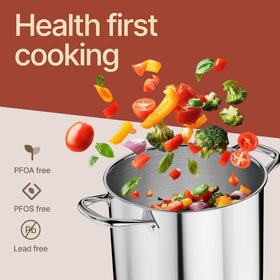 Bakken-Swiss stockpot oven-safe up to 500°F for versatile cooking