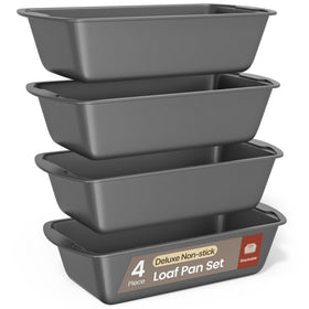 BAKKENMASTER bread loaf pan set 4-piece for even browning and easy release