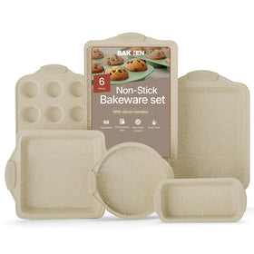 BAKKENMASTER deluxe 6-piece baking pans set for versatile roasting and baking tasks.