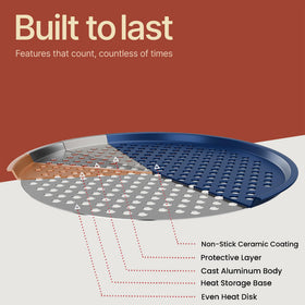 BAKKENMASTER durable round tray blue, ideal for pizzas and cookies.