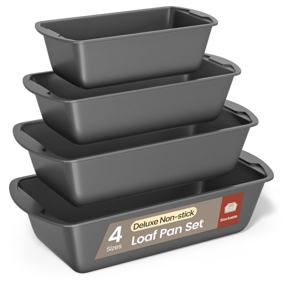 BAKKENMASTER loaf pan set in deluxe nonstick carbon steel for easy release