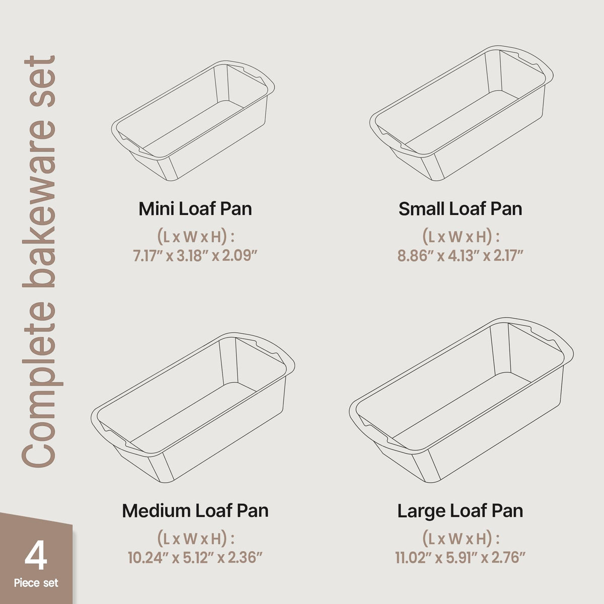 BAKKENMASTER mini loaf pan with nonstick coating for quick bake