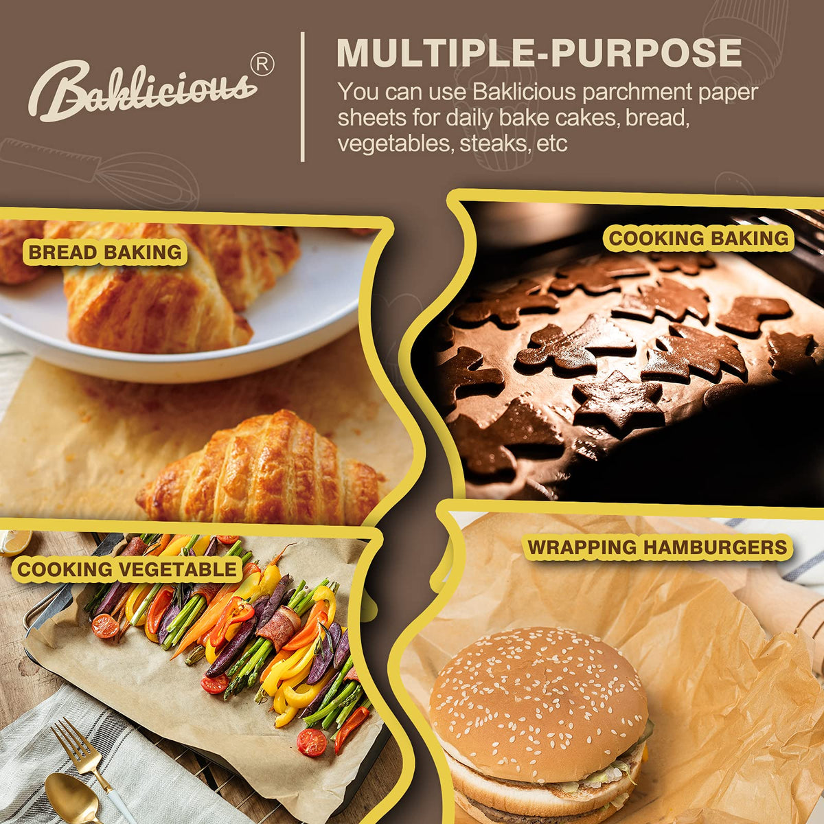 Baklicious BPA-free unbleached parchment paper keeps foods safe during baking