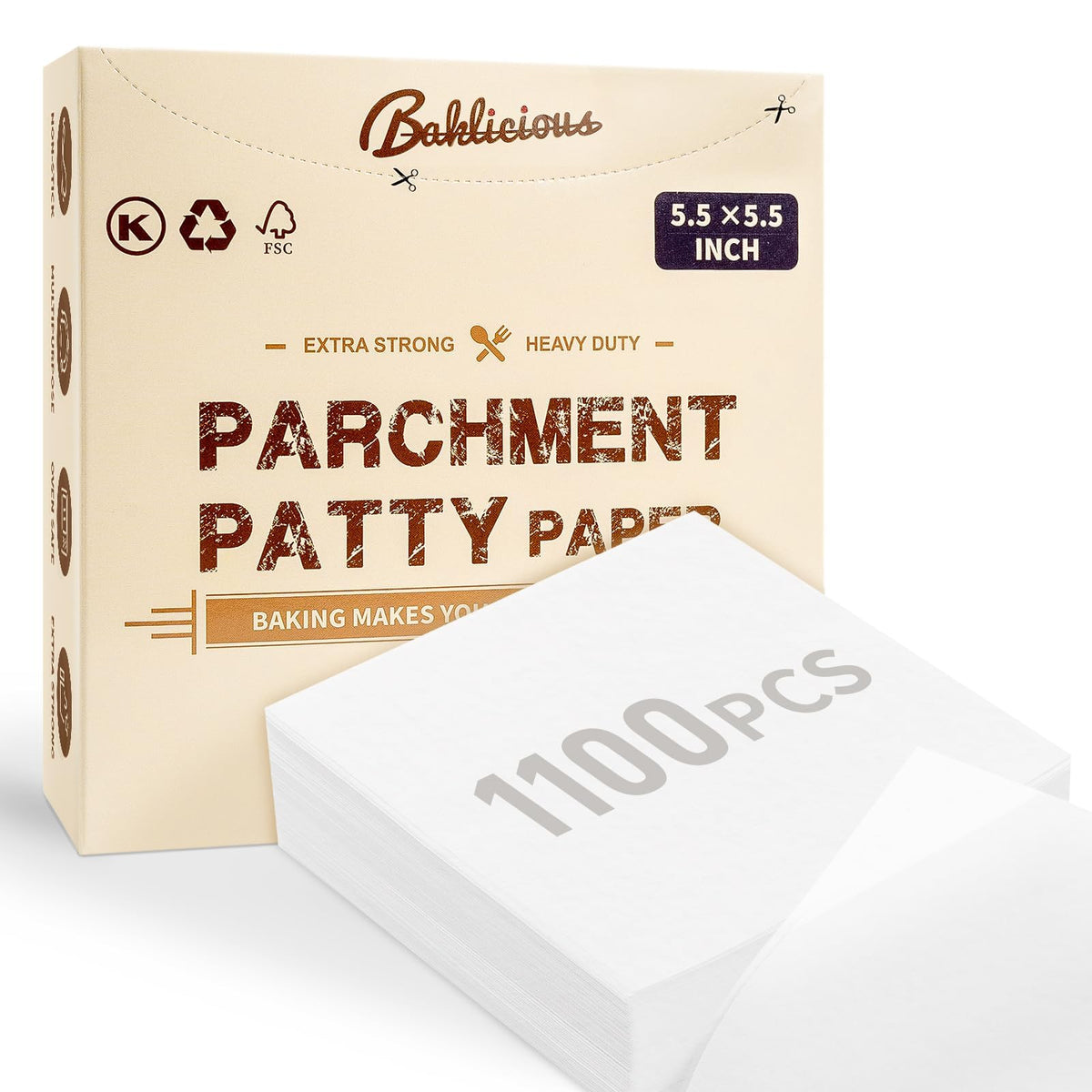 Baklicious patty paper box with tear-open lid for quick access