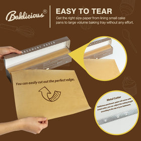 Baklicious thick parchment paper resists tearing during transfer and baking.