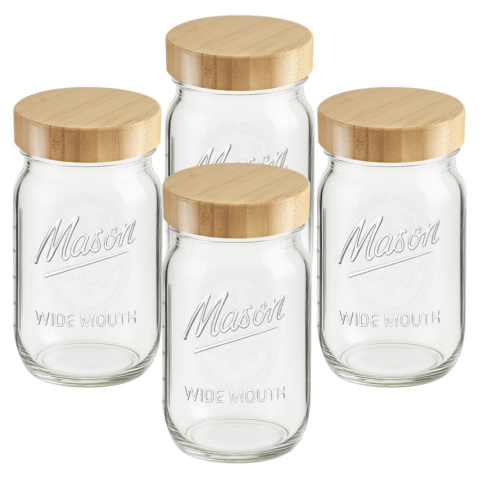 BAKOTAKA wide-mouth 32 oz glass jar for easy filling and cleaning