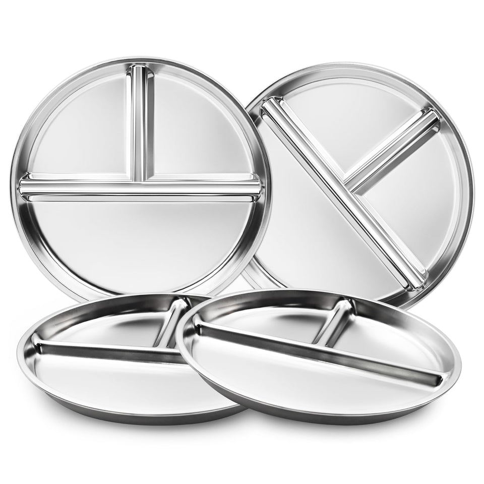 Bakpoco balance plate set of four for family meals and portion awareness.