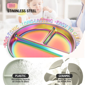 Bakpoco divided mealtime plate shows three compartments for balanced portions.