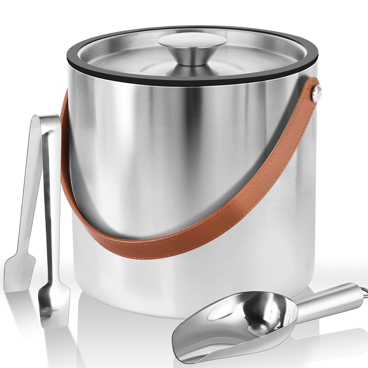 Bakpoco double-wall ice bucket with lid keeps drinks cold at parties