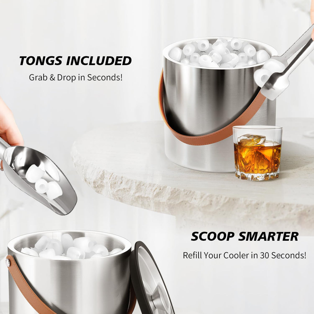 Bakpoco ice bucket scoop for easy ice serving during gatherings