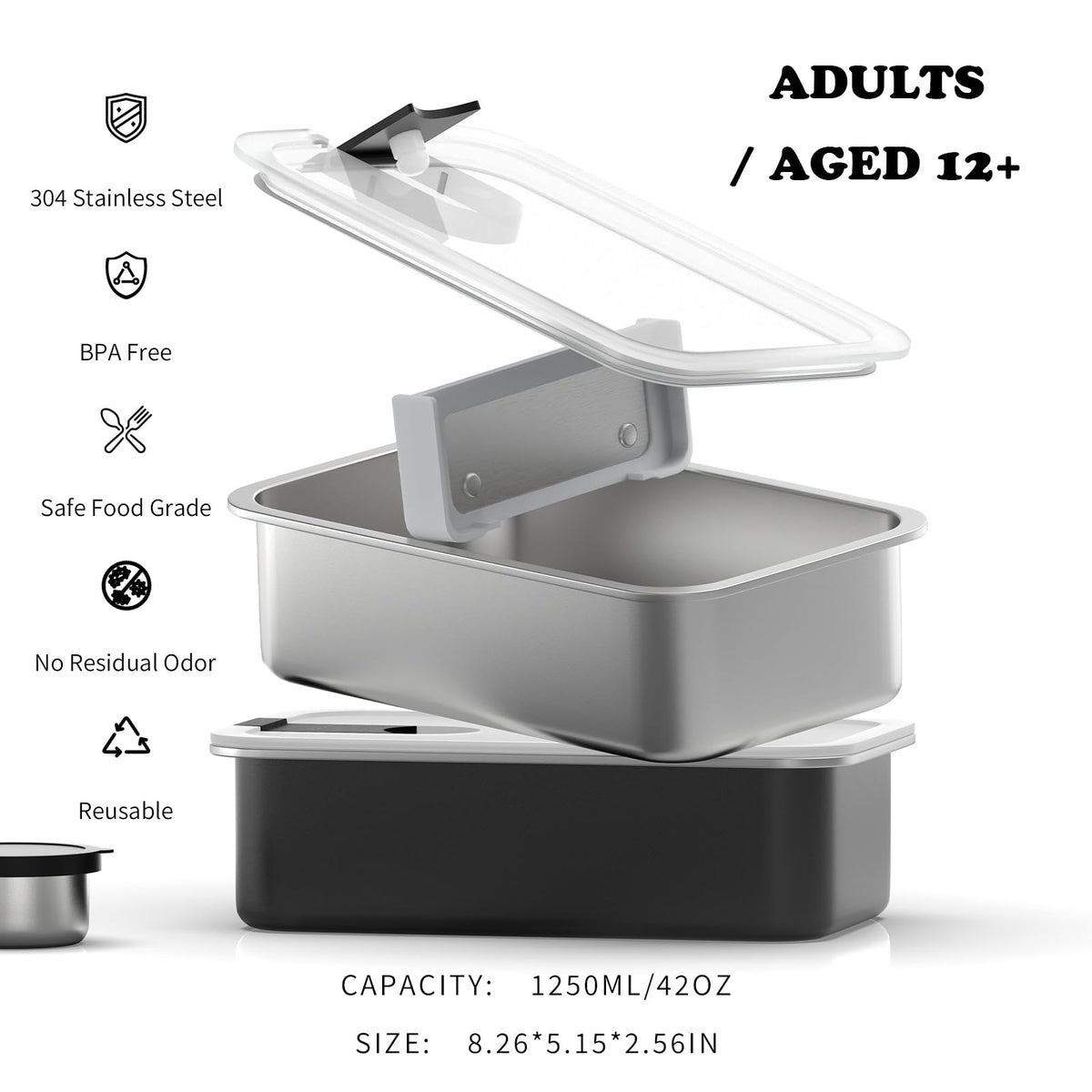 Bakpoco leak-proof lid shown, prevents spills during commutes.